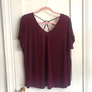 Papermoon Back Detail Knit Burgundy Top